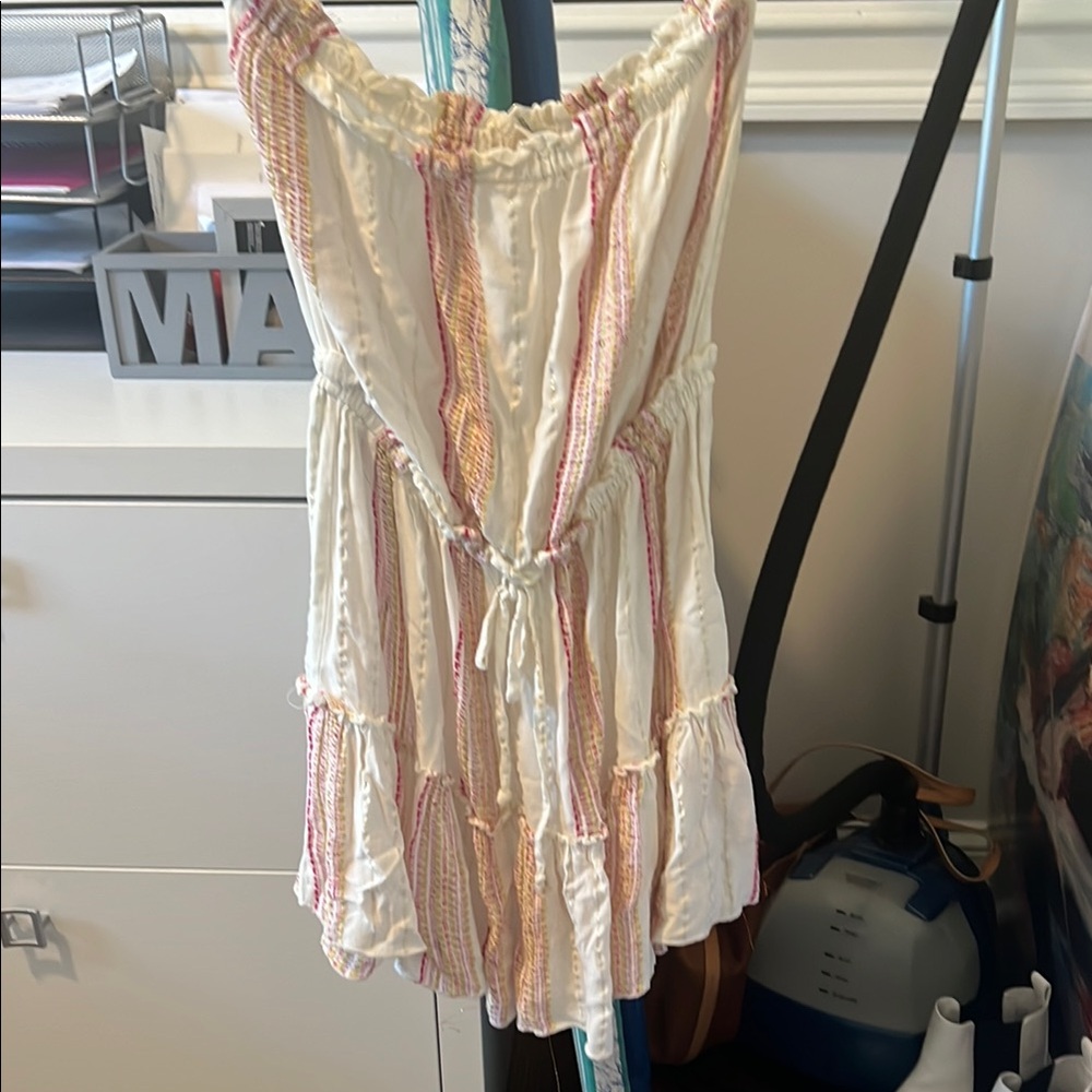 Elan Strapless Dress in White and Pink